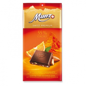 MUNZ SWISS PREMIUM ORANGE BITTERSWEET 55%, 100G