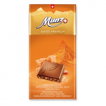 MUNZ SWISS PREMIMUM HAZELNUT CARAMEL AND SALT, 100G 